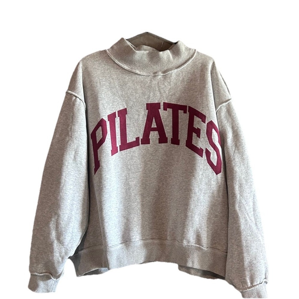 BUCKETLIST Pilates & Yoga Mock Neck Reversible Sweatshirt Size S/M Gray & Red - Picture 2 of 8
